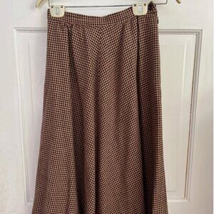 JAEGER Vintage 70s Red Houndstooth Wool Flare Swing Skirt Size UK 10 US 2 XS